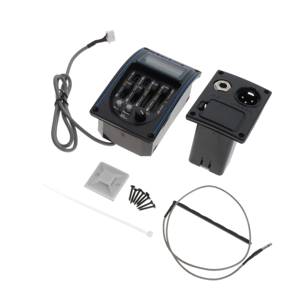 1pc Acoustic Guitar Pickup Pre-Amp Equalizer EQ LC4 4 Band Piezo Pickup Kit