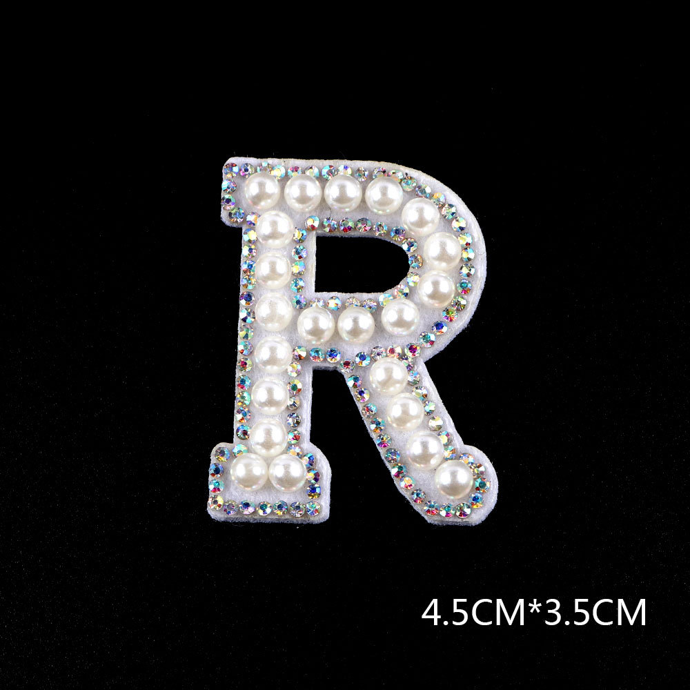 26 brief AB Strass Perle Englisch Alphabet Patch 3D Perlen Aufkleber Mixed Stickerei Patch Für Kleidung Logo Diy Applique – Detail 29