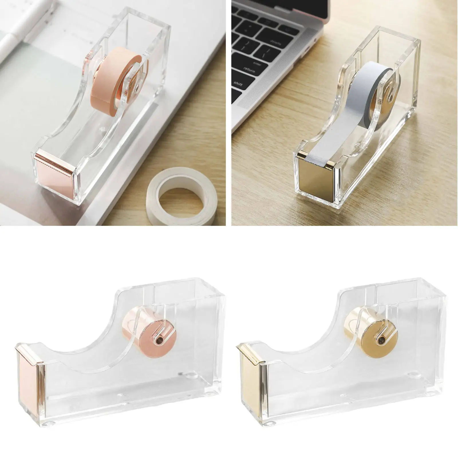 1Pcs Tape Dispenser Acrylic Clear Accessory Portable Available Organization Elegant Stationery for Home School Desktop Office