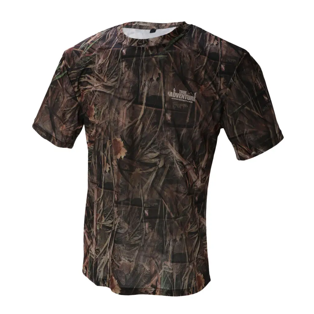 Men Short Sleeve T Shirt Hunting Bionic Camouflage Quick Dry Clothing