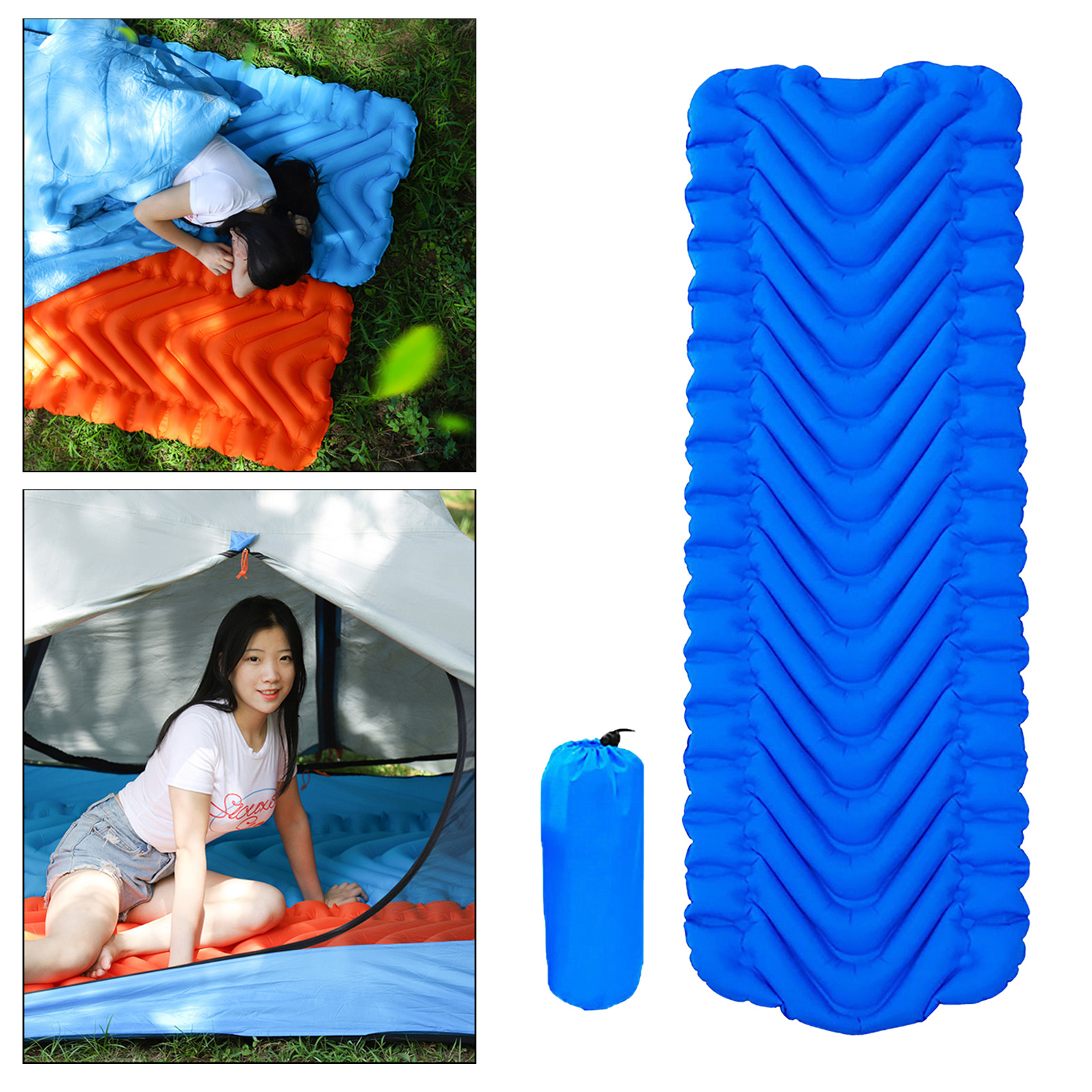 Camping Inflatable Sleeping Pad Tent Mat Travel Air Mattress Outdoor Hiking Picnic Backpacking Air Bed Folding Cushion Bed