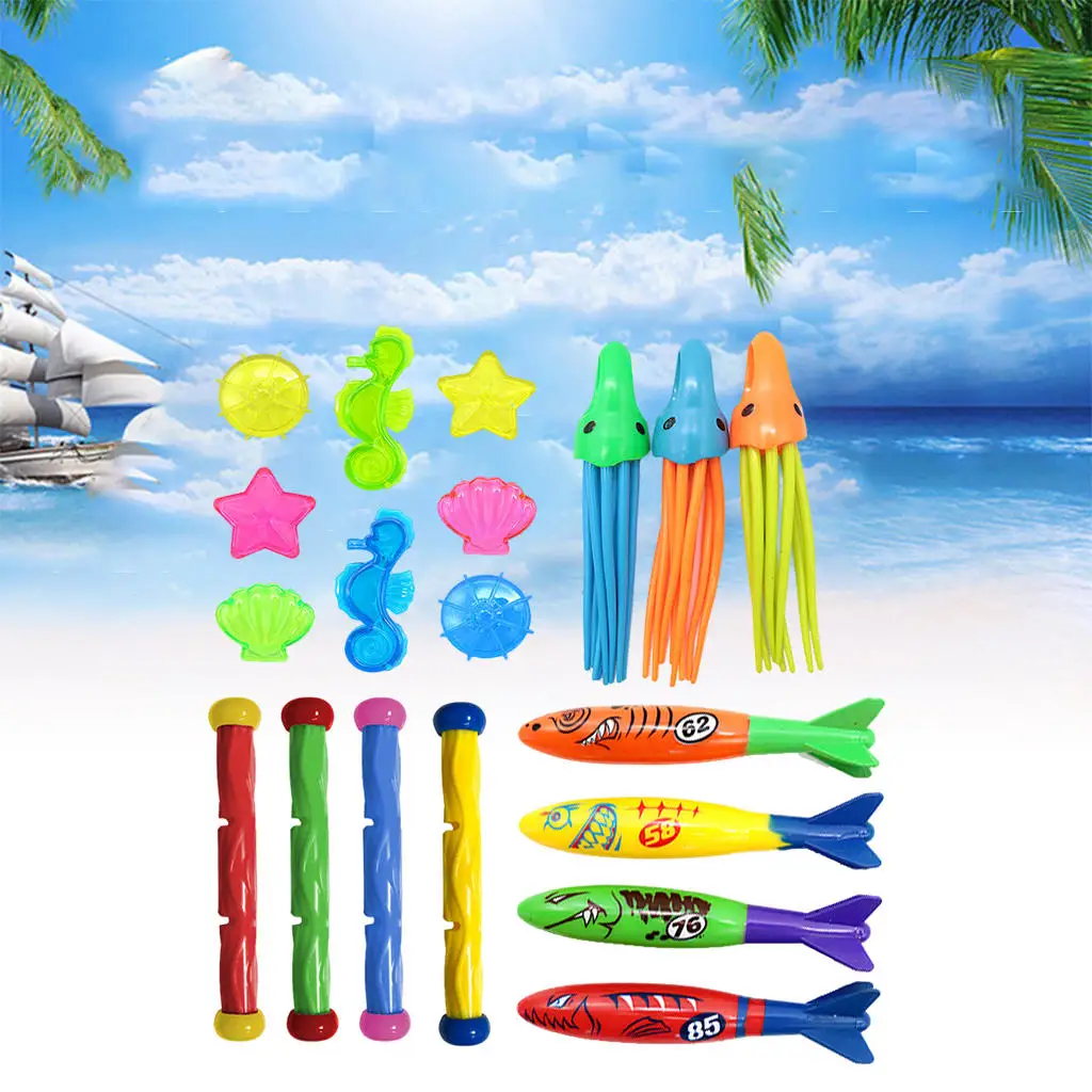 Diving Toy Set for Party Game Ages 3 4 5 6 7 Pool Fish Diving Gems Sinking Toys Set Underwater Games Training Toys Grab Toy