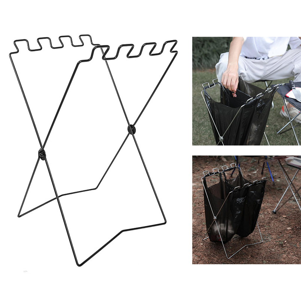 Foldable Trash Bag Holder Stand Portable Waste Sorting Bin Rack Sorting