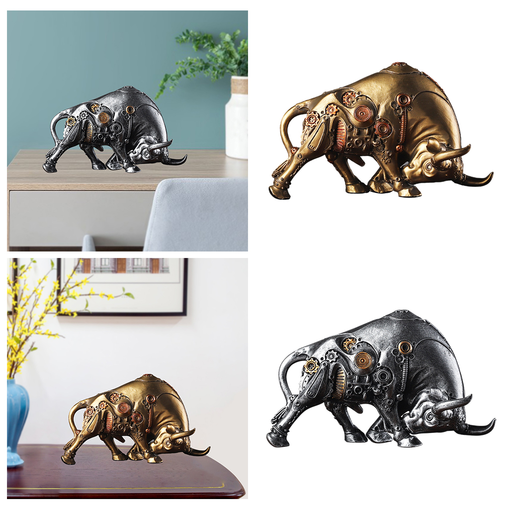 Animal Figurine Resin Art Mechanical Bull Statue Sculpture for Car Dashboard