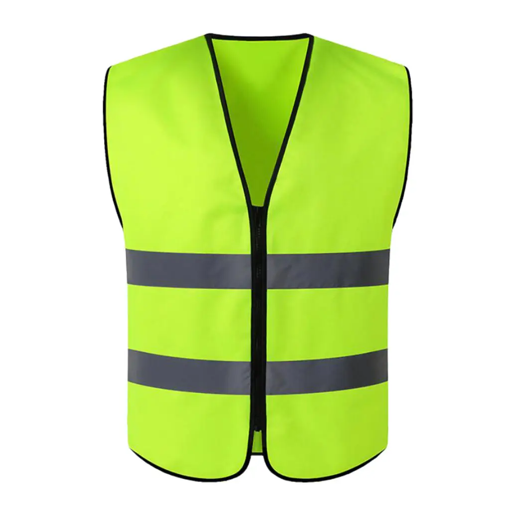 Reflective Safety Vest, Bright Neon Color with Reflective Strips - Zipper Front, 5 Colors Available