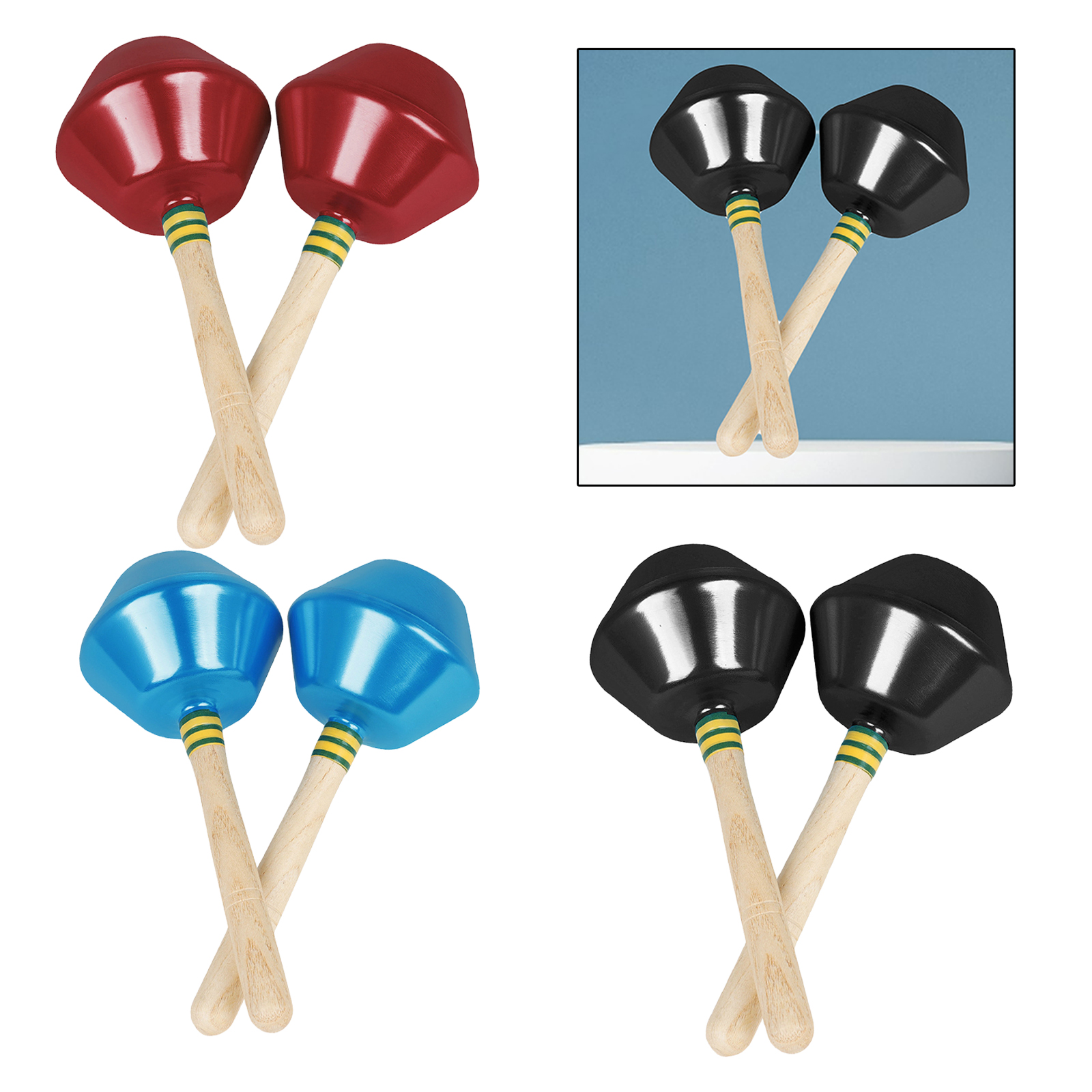 2 Pieces Educational Sand Hammer Wooden Handle Percussion Musical Instrument Toy for Performance