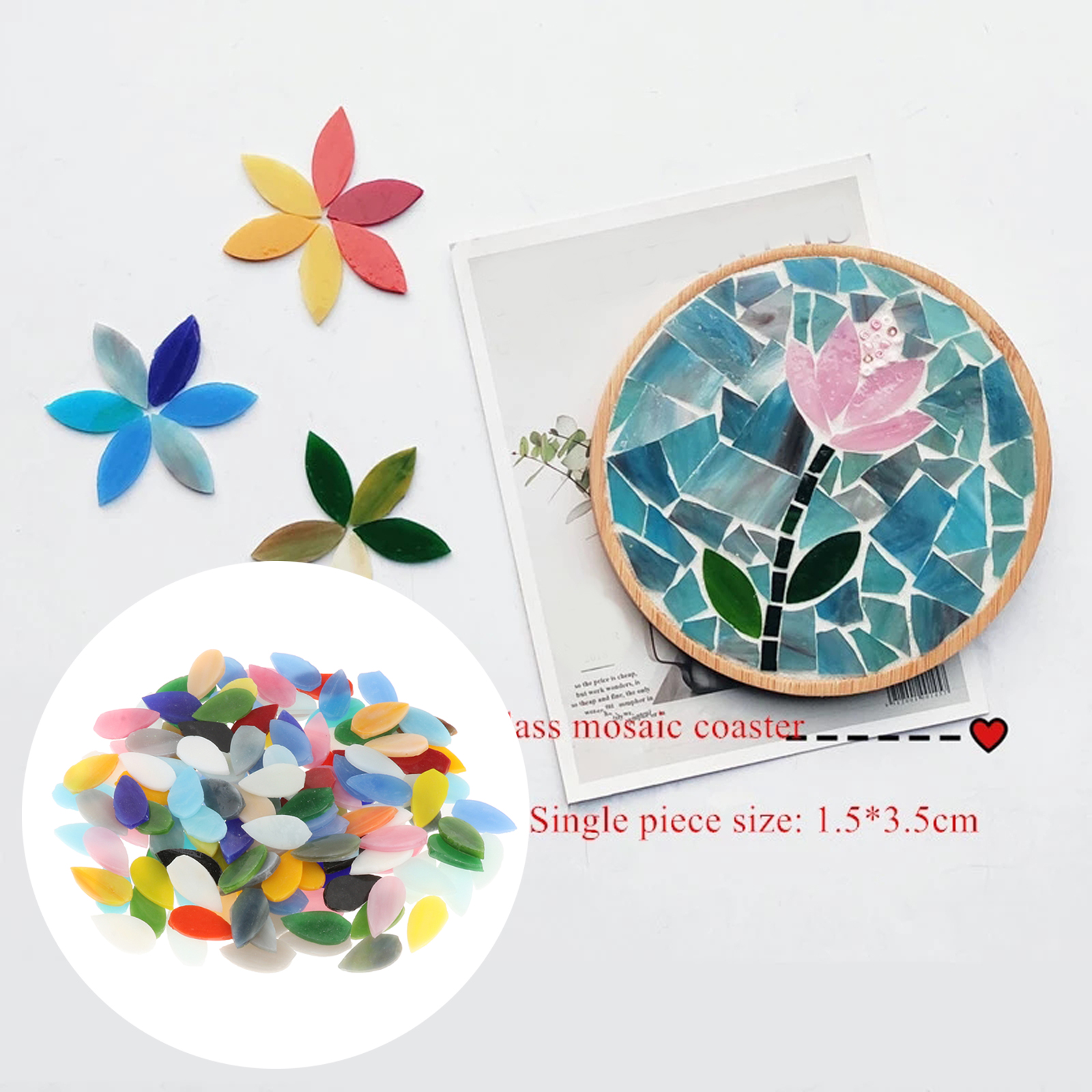 150 Pieces Mosaic Tiles for Crafts Bulk, Assorted Colors Glass Tiles for Mosaic Making Supplies