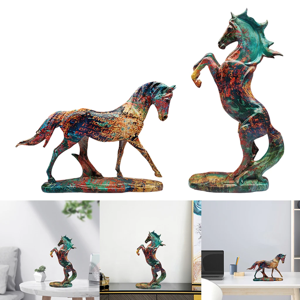 Horse Statue Decoration Walking Multicolors Collection Ornament Figurines Sculpture for Desk Christmas Office Women