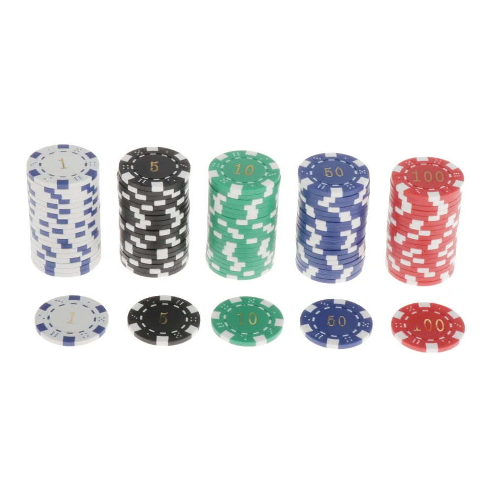 100 Pieces Poker Game Tokens, Multicolored Poker Chip Set, Suitable for