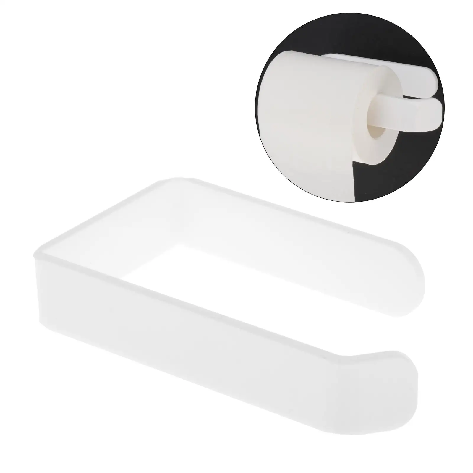 Wall Mount Paper Holder, White Acrylic Toilet Tissue Roll Holders Hangers, for Bathroom Kitchen, Easy to Install, for Wall Tile