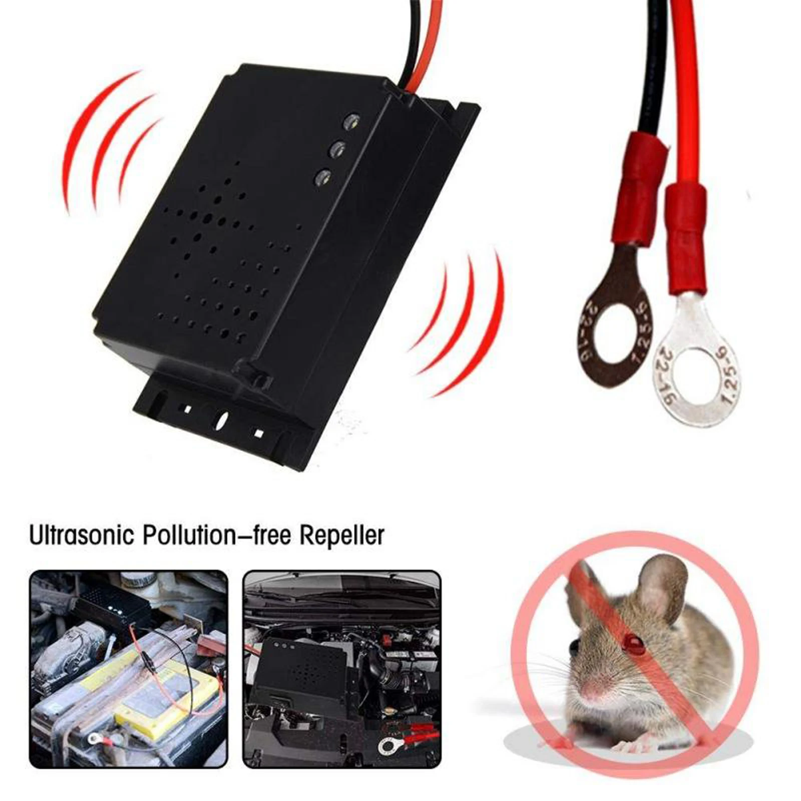 12V Car Mouse Repeller Ultrasonic Rodent Repeller Under Hood Rat Deterrence