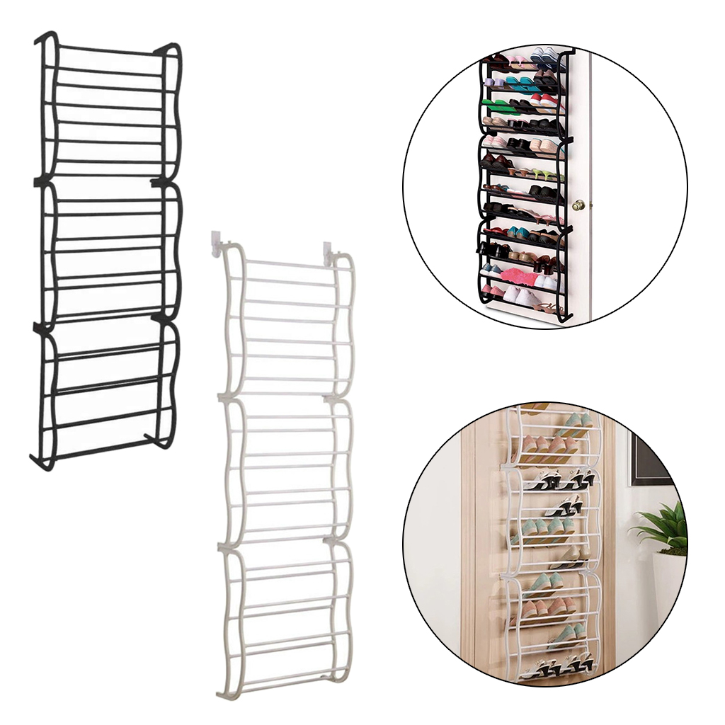 36-Pair Over-the-Door Shoe Rack Hanging Storage Organizer Shelf for Bedroom Dorm, Space Saving Solution for Small Places