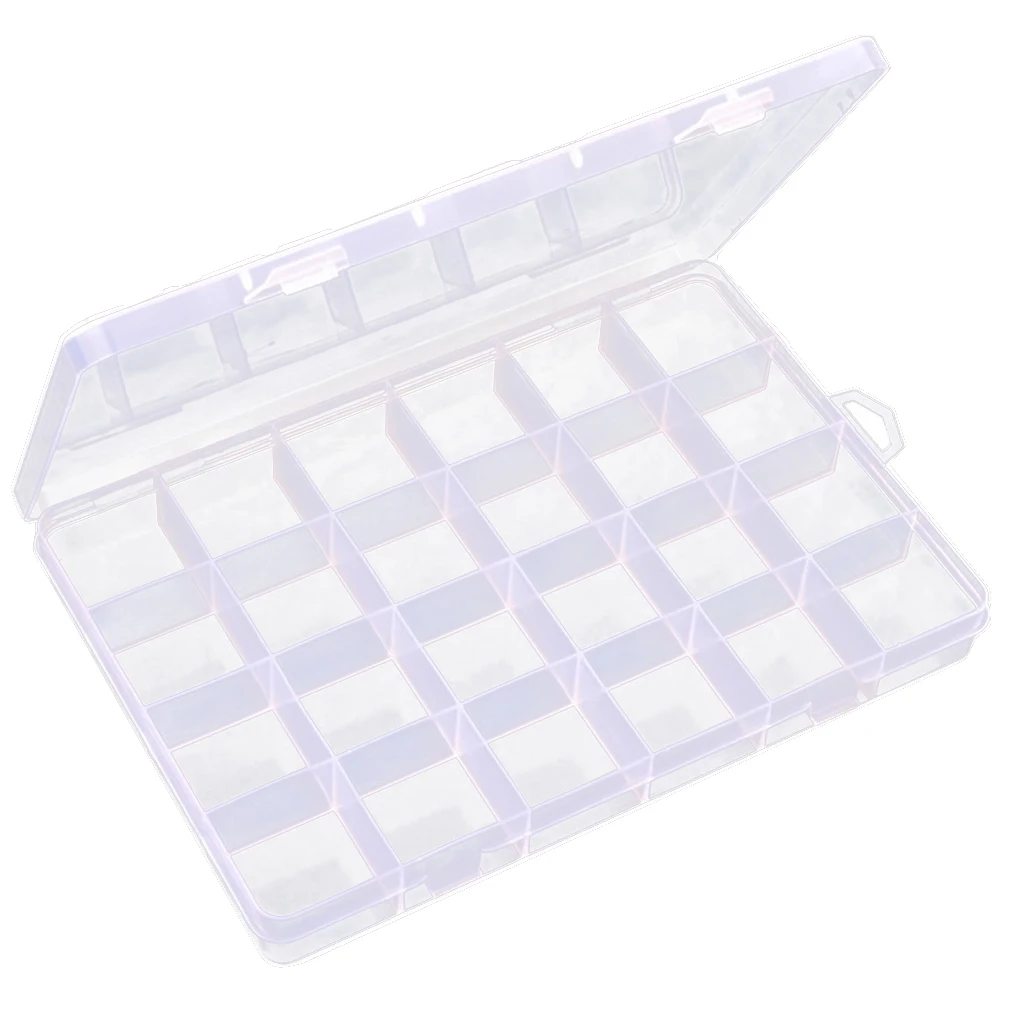 24 Slots Nail Storage Box Case Nail Art Plastic Container Rhinestone Charms Bead Organizer, Earrings Storage Organizer