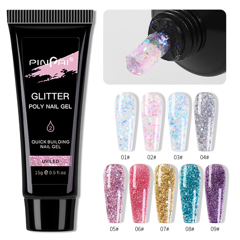 Best of 15ml Glitter Poly Nail Gel UV LED Builder Poly Acrylic Crystal Gel For Nail Art Polygels Extension Building Gel With Sequins Reviews & Tips