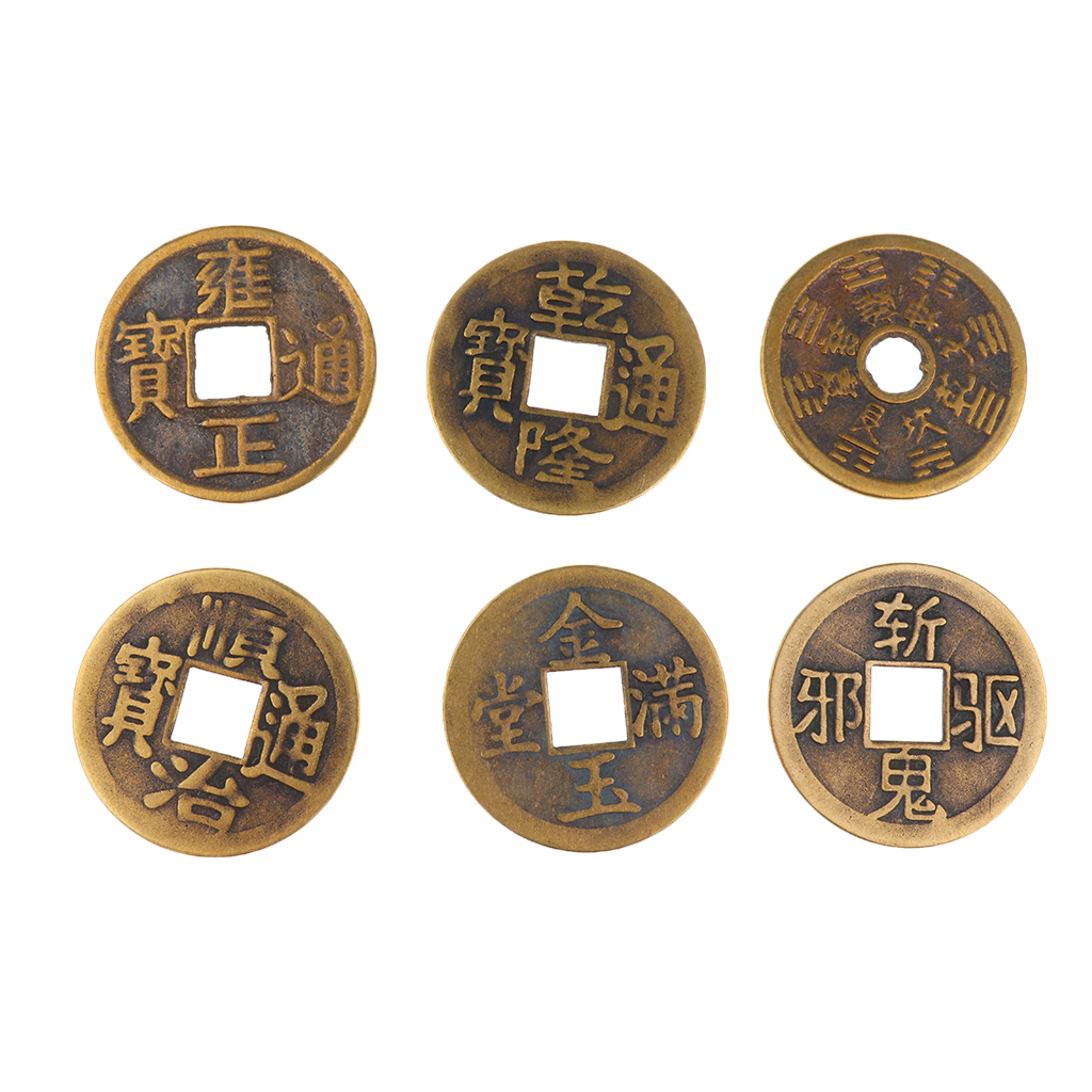 Set of 6 Feng Shui Coins Chinese I-Ching Coins Fortune Coin 4.2cm (1.65'')