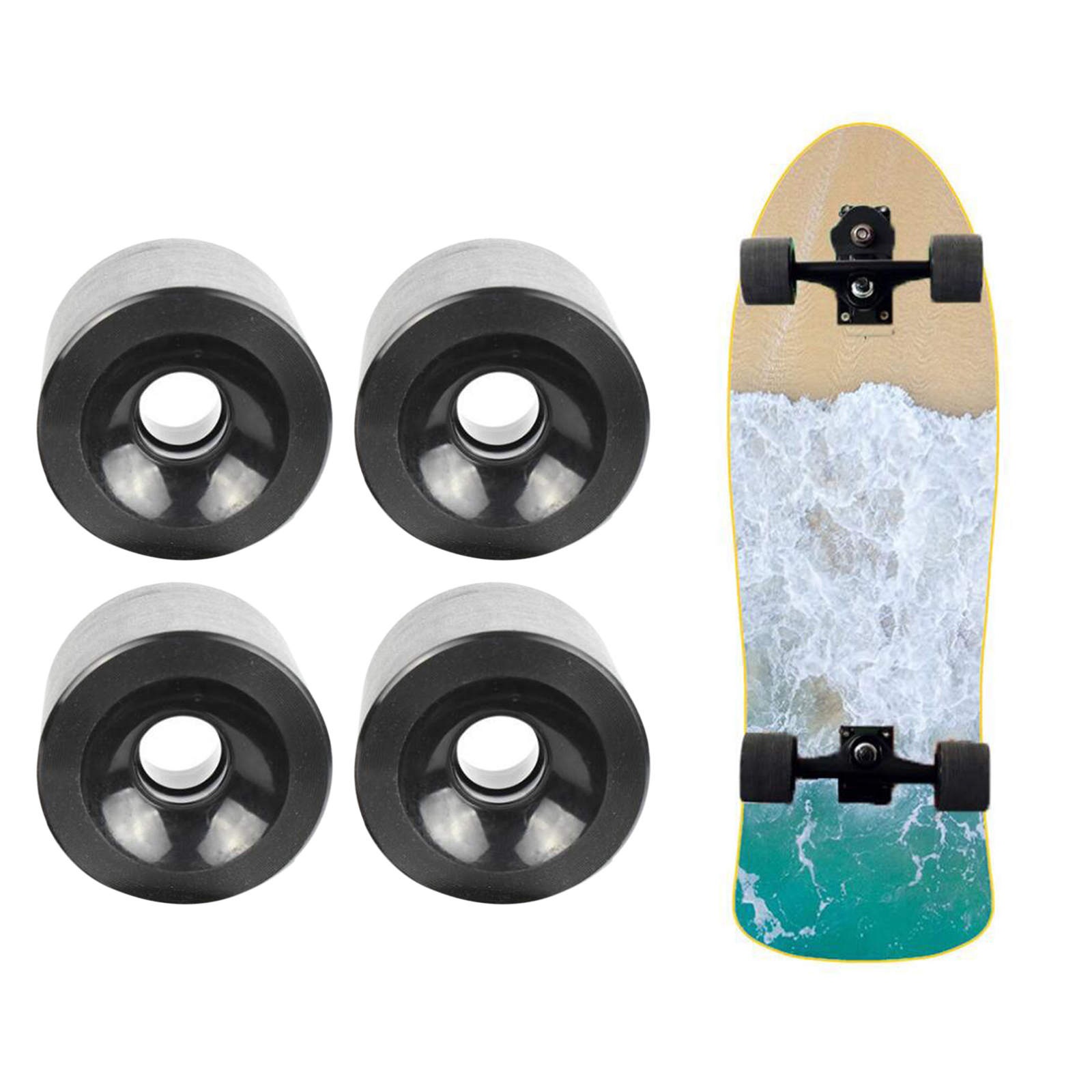 4 Pack 70mm Longboard PU Wheels Replacement Skateboard 78A Hardness Wheel Cruising Wheel Outer Cover