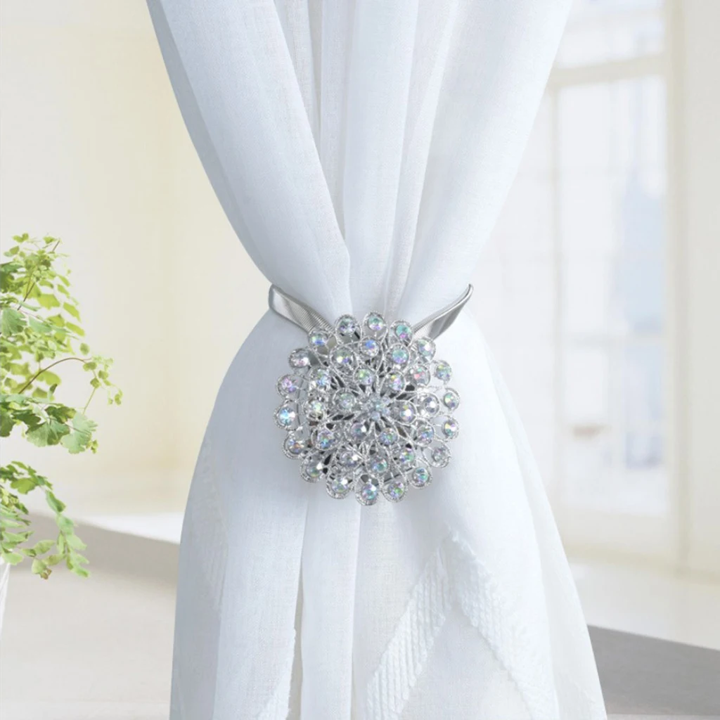 Diamond Magnetic Curtain Tiebacks Tie Back Clips Holdbacks Decoration Drapes 