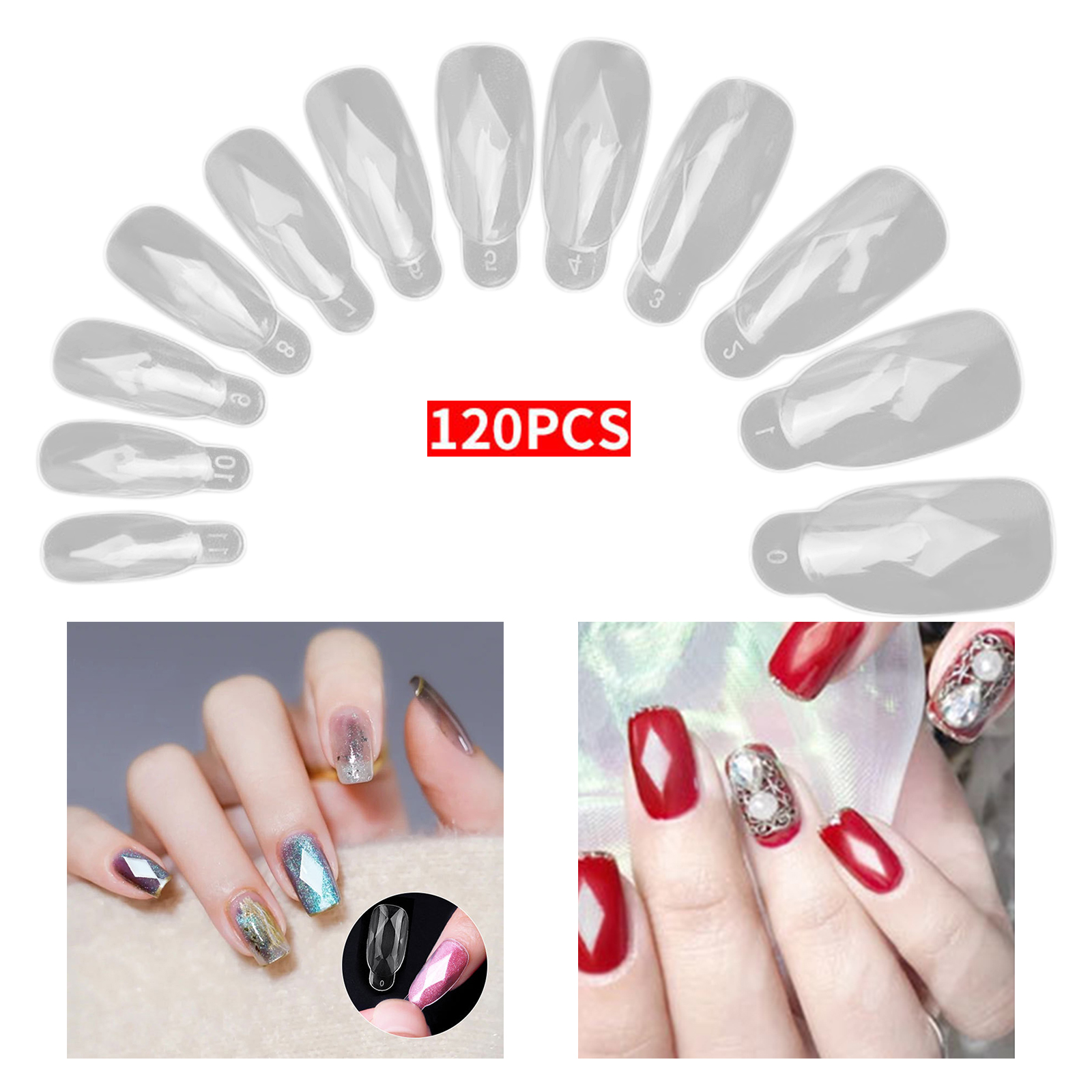 120pcsNail Form Mold Diamond Shape Nail Tips Manicure Home Use Tools Quick Building Artificial Model Dual Drop Shipping