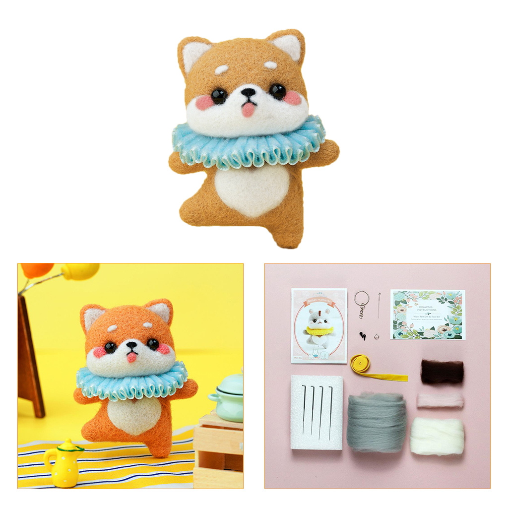 Wool Felting Needle Kitting DIY Cute Animal Dog Pig Rabbit Wool Felting Package Non-Finished Handmade Needle Felting Supplies