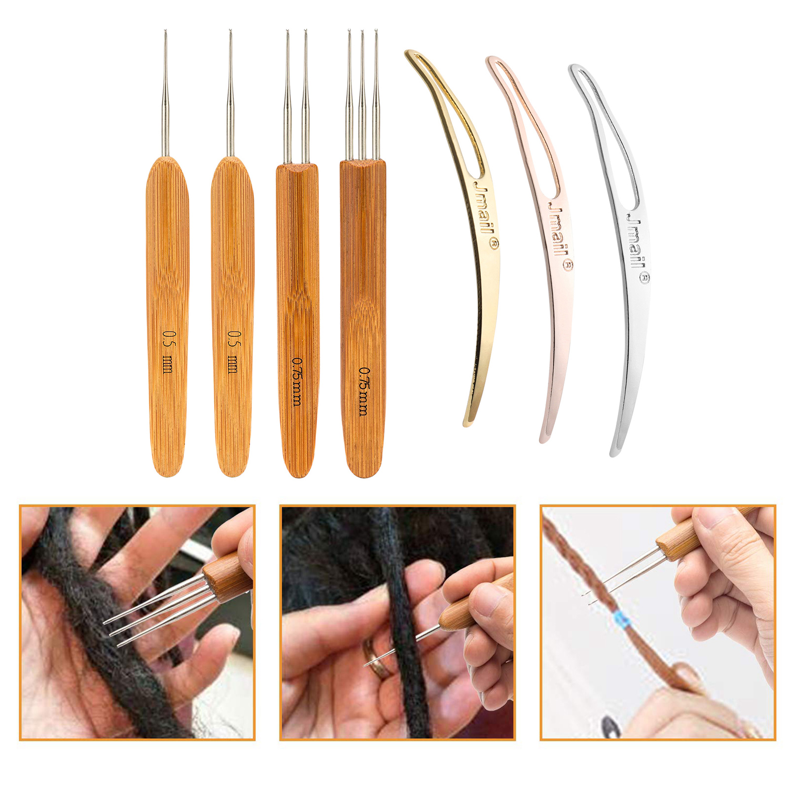 7Pack Dreadlocks Interlocking Tool Dreadlock Crochet Hook Needle