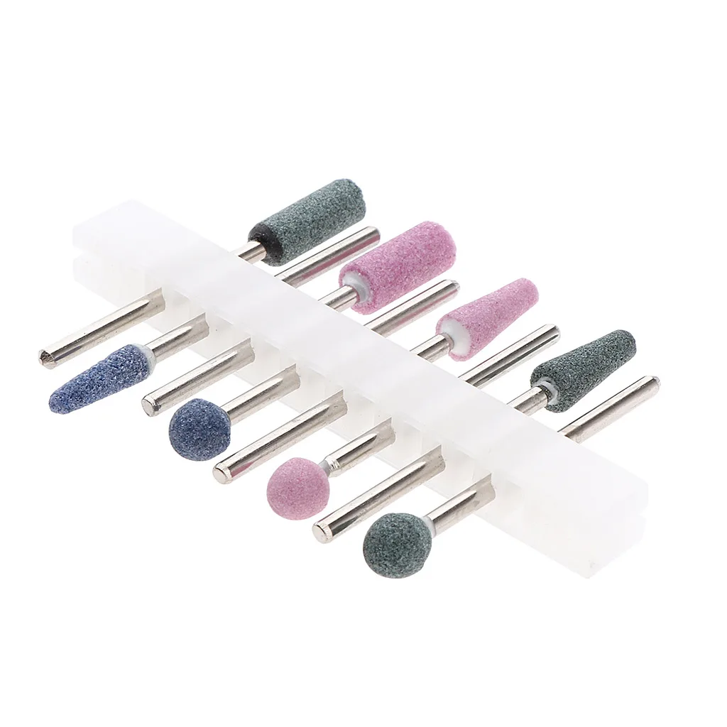 8Pcs Cuticle Nail Drill Bits Set Emery Quartz Nail Files Bit Grinding Head Manicure Pedicure Tools 3/32