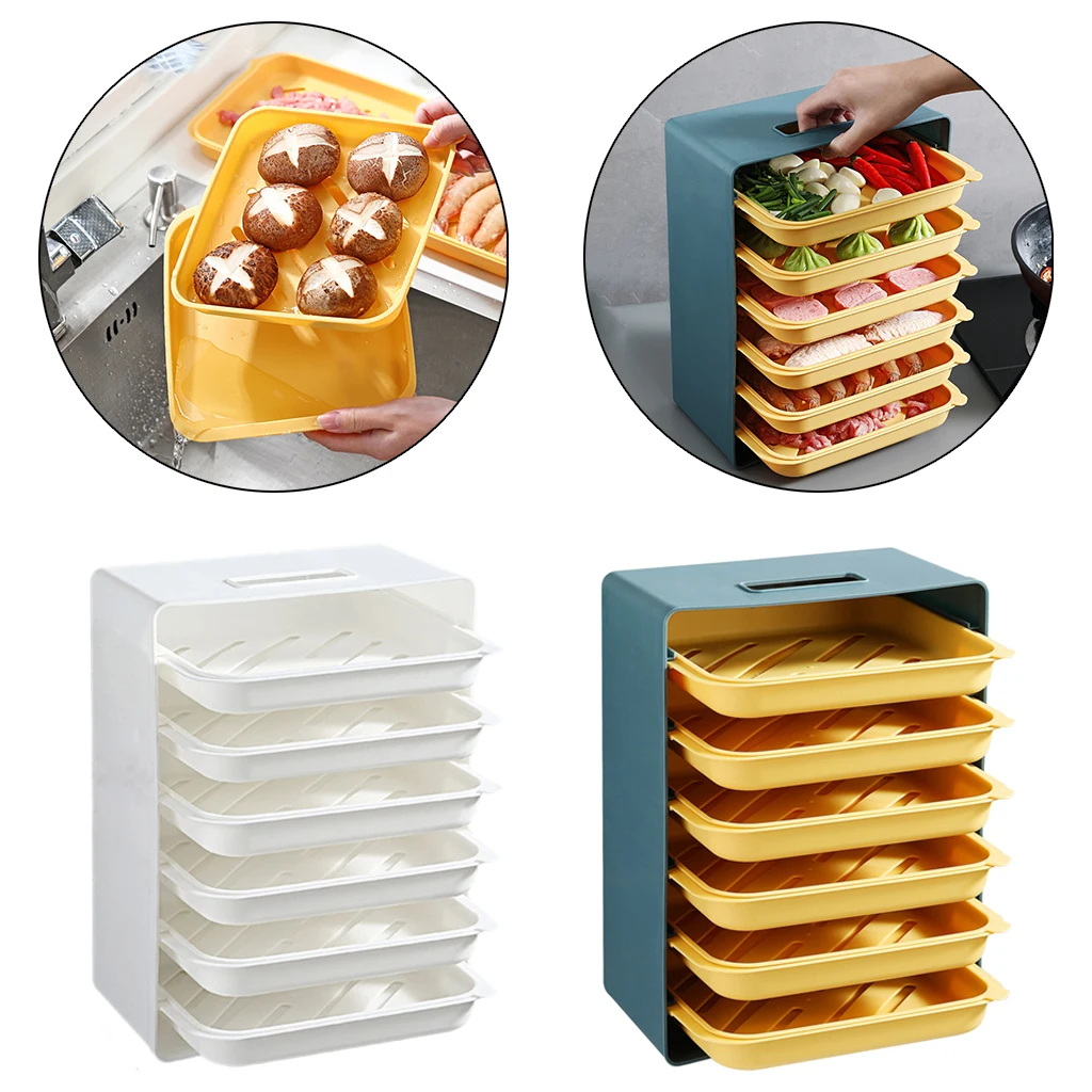 6-layer Kitchen Food Preparation Tray Plastic Food Preservation Tray Rack Durable