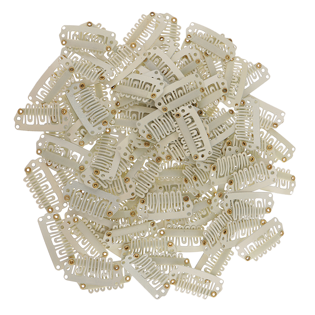 100x Metal Snap Clips Grip For Feather Hair Extensions Wigs Weft Hairpiece 28mm