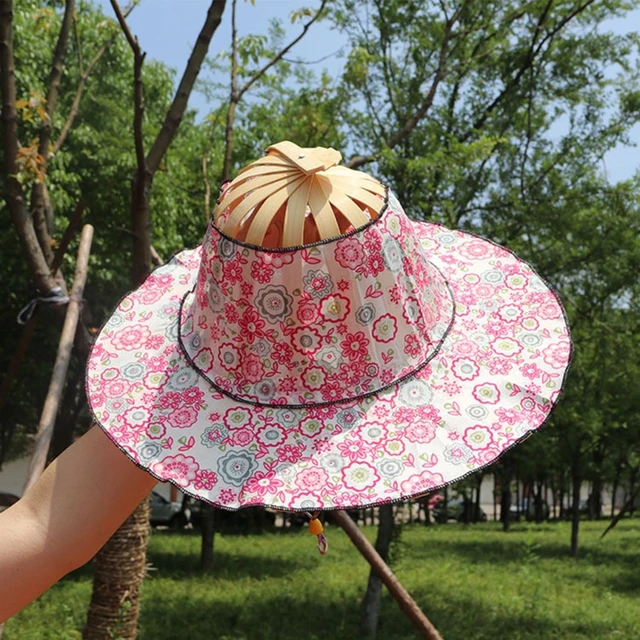 Hat for Traveling Adjustable Caps Handheld Folding Fan Foldable Bamboo Hat  Summer Beach Foldable Hand Fan Sun Hats - AliExpress