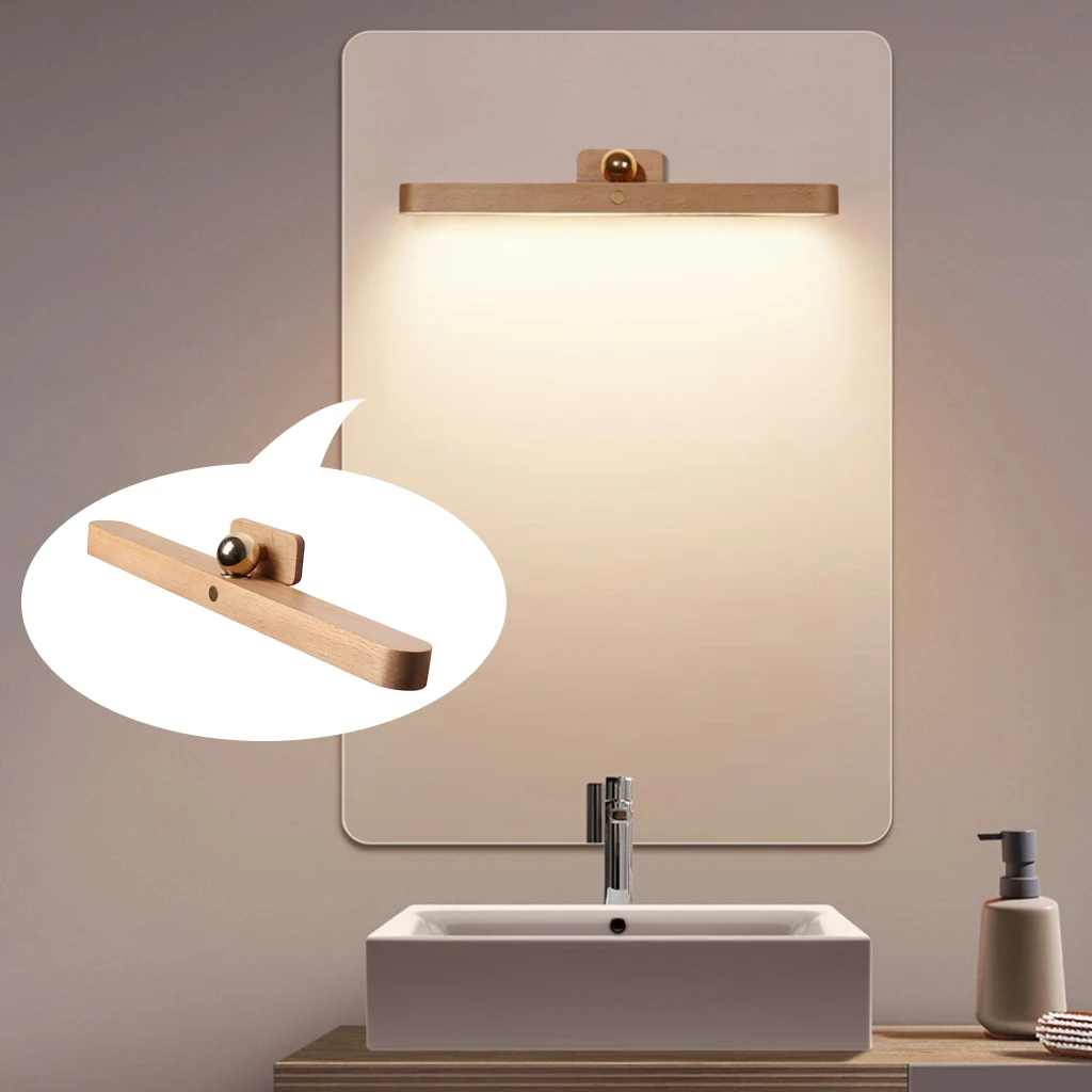Modern Led Lamp Wooden Wall Lamp Solid Wood Mirror Wall Lights For Reading Bedroom Bathroom Makeup Vanity Light Light Fixture