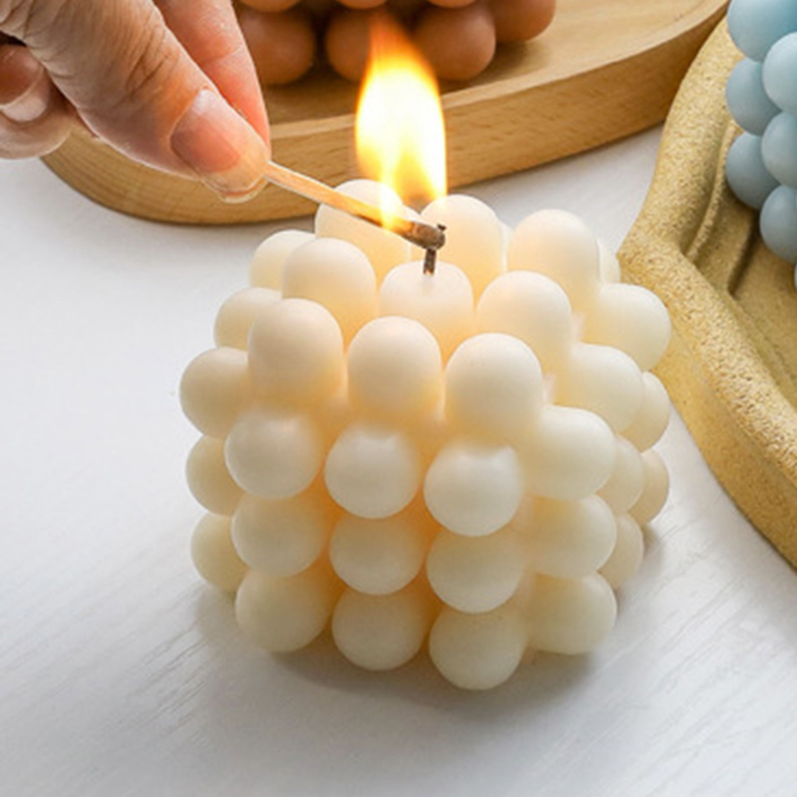 8x8cm Bubble Cube Candle Cute Soy Wax Aromatherapy Candles Scented Relaxing Birthday Gift 1PC