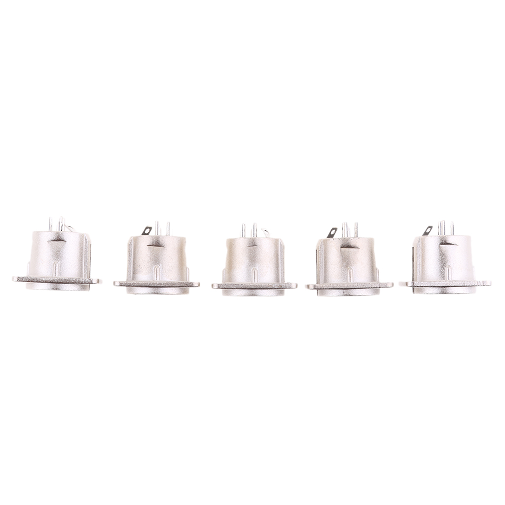 5pcs XLR 3 Pin Male Mic Panel Mount Solder Connector Adapter