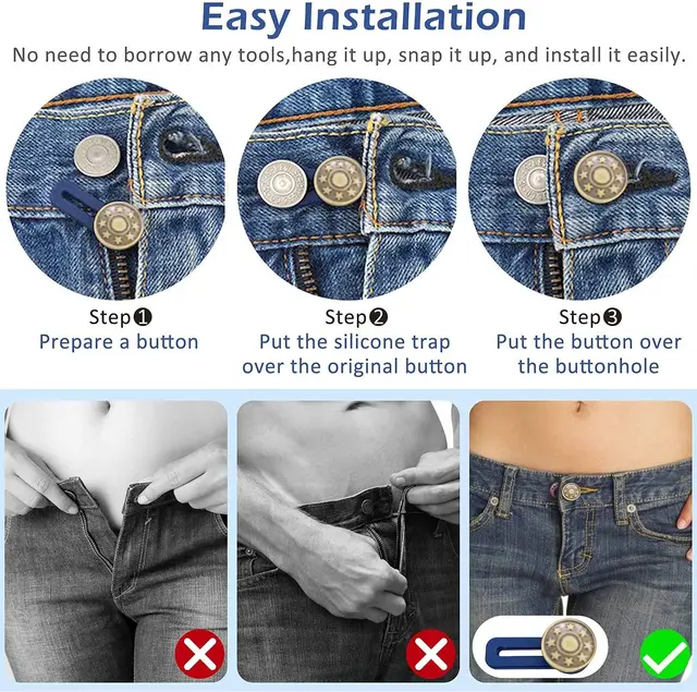 P82D Flexible Pants Waist Button Extender Buttons Jeans Waist Extension for  Women Men - AliExpress