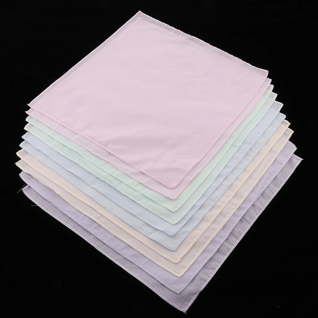 10pcs Pure   Cotton Handkerchiefs  Hanky Hankies Kerchiefs