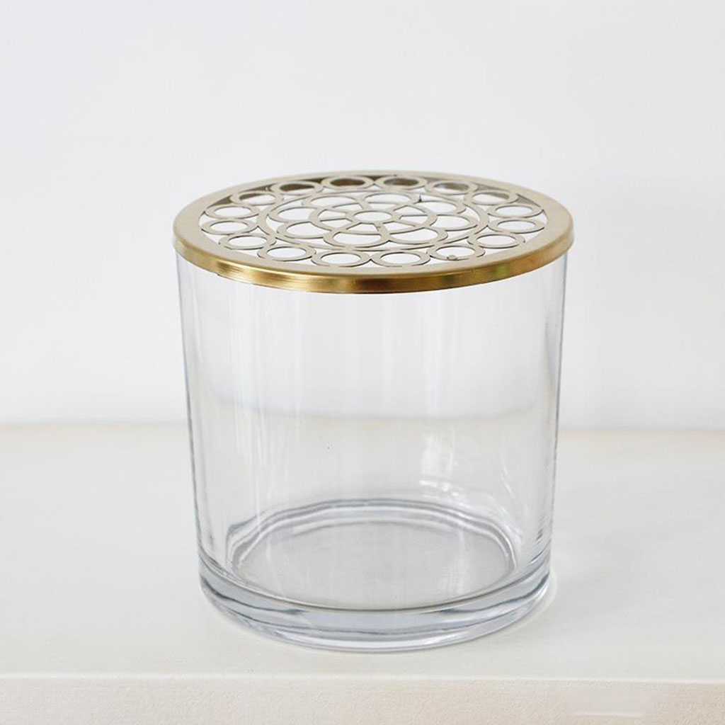 Clear Glass Flower Vase Floral Arrangement Garden Vases with Irregular Lid