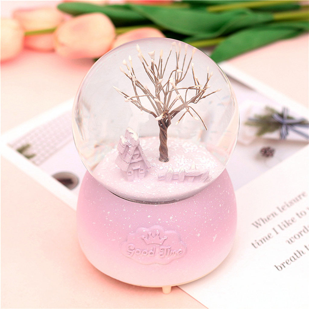Snowflake Crystal Ball Music Box Decoration Tree Home Decoration Music Box Children Student Birthday Gift Snow Ornaments