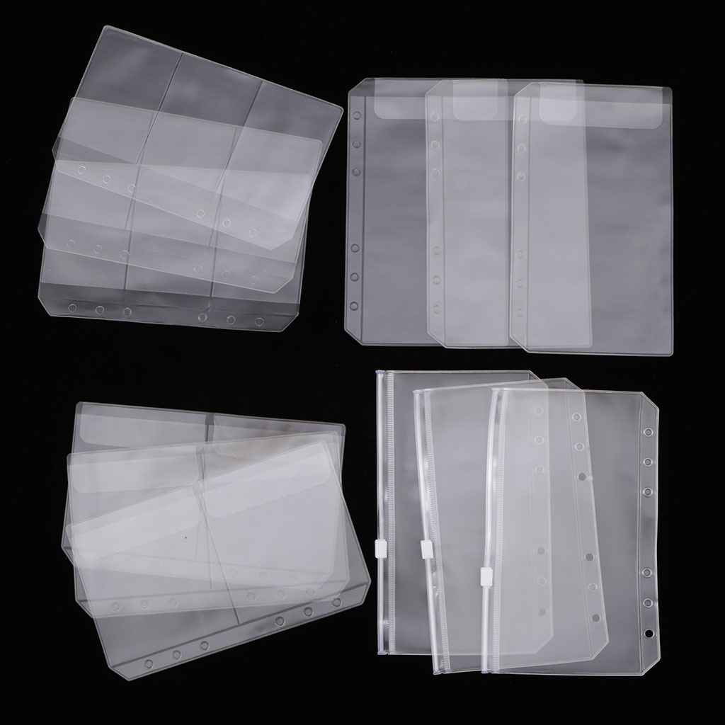12 Pack Binder Pocket 6 Holes 5.12x3.15inch A6 Size Zipper Folders Provide Long-Term Protection for Documents Pictures