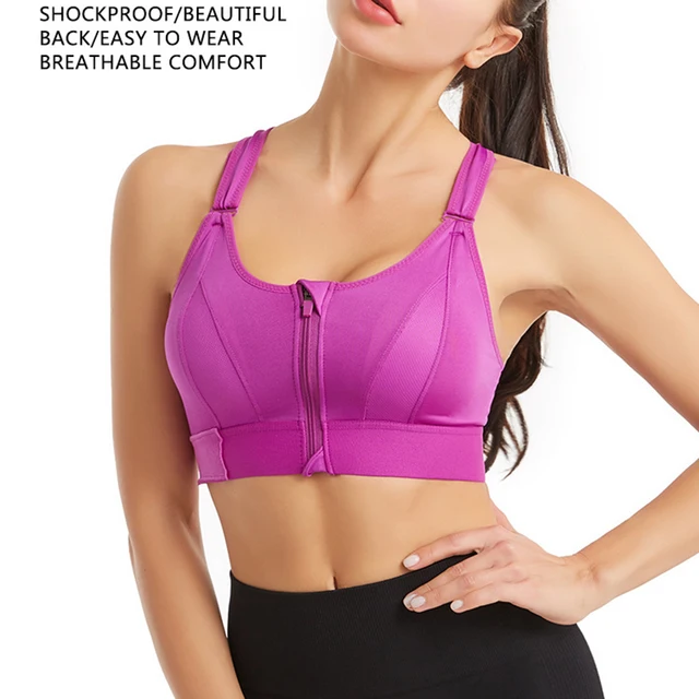 Buy Pink PixiesCreation Front Zipper Sports Bra Shockproof Breathable  Running Vest Yoga Top Wire Free Fitness Yoga Bra for Women-Aqua-32C  Turquoise at