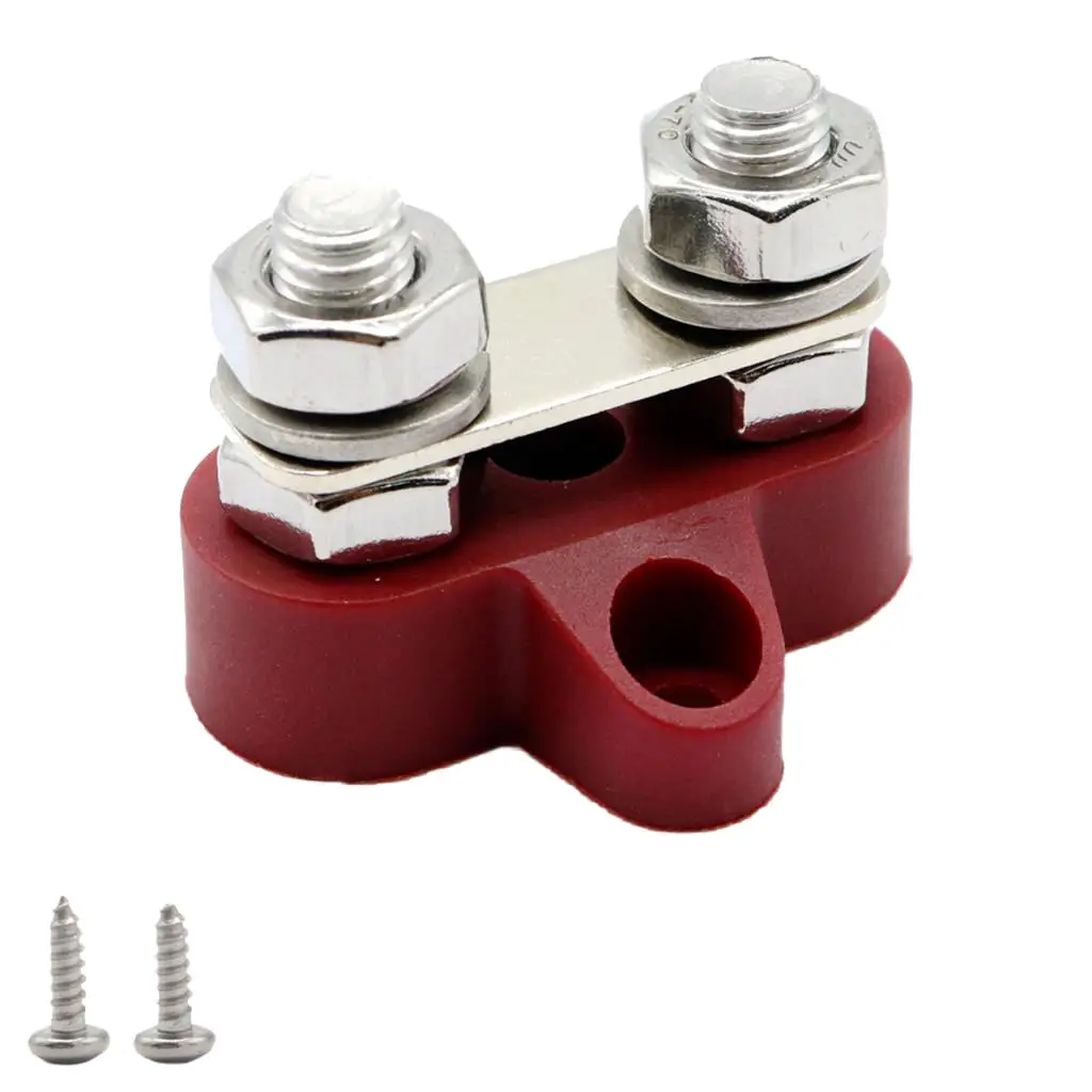 Boat DC48V Heavy Duty Double Terminal Studs M8 (5/16``) Power Distribution Block (Red)