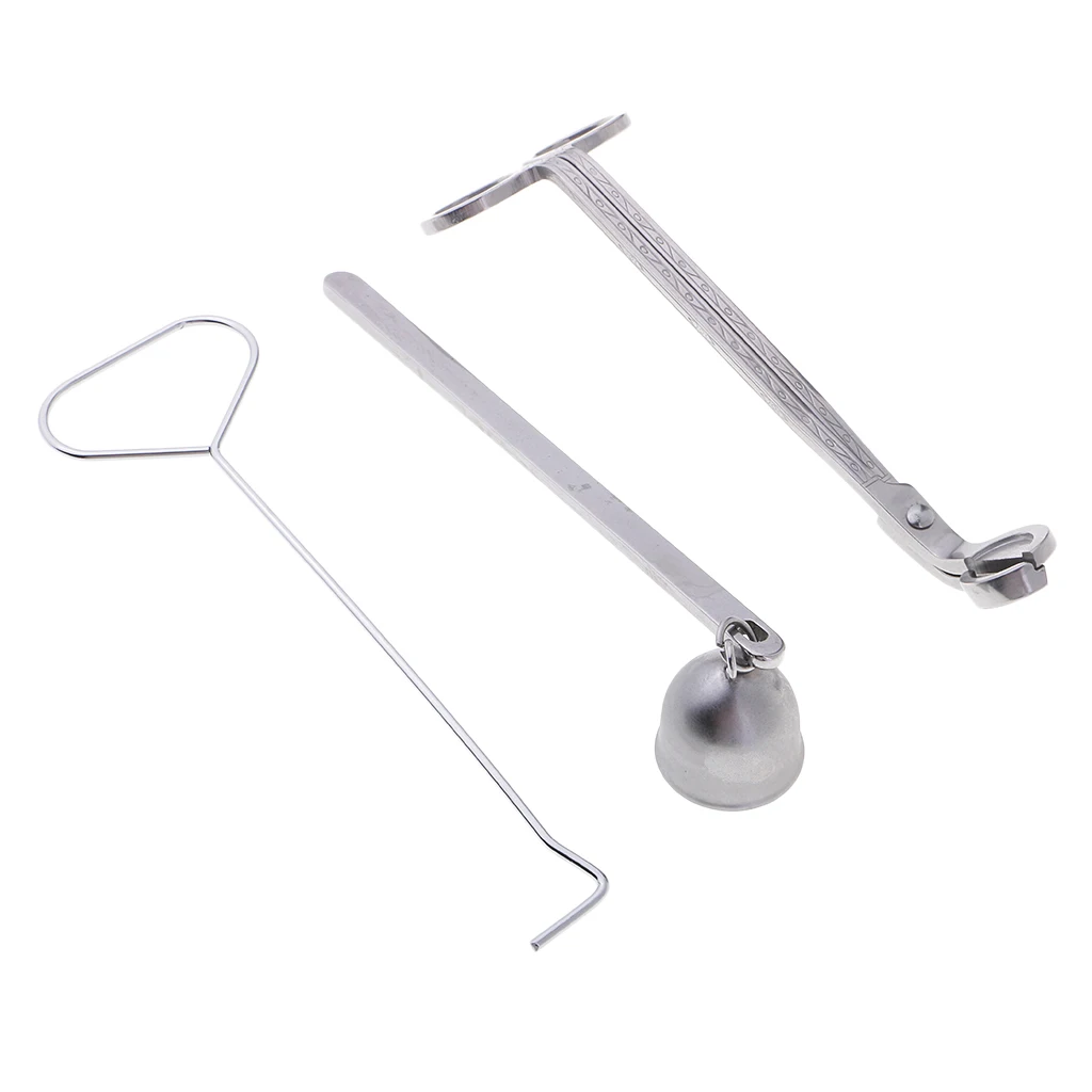 Stainless Steel Candle Accessory Set, Wick Trimmer & Dipper, Candle Snuffer