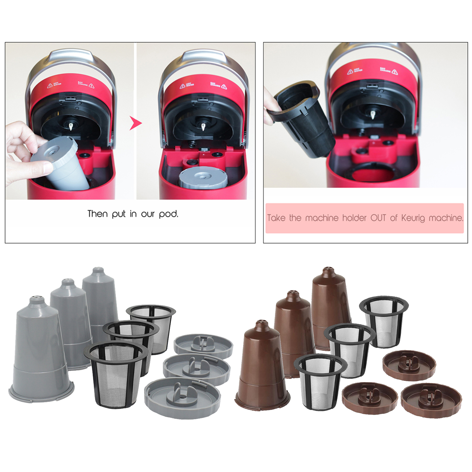 3x Reusable K Cups Easy To Use Refillable Single Cup Coffee Filters for Kitchen Bar Cafe Coffee Maker Accessory