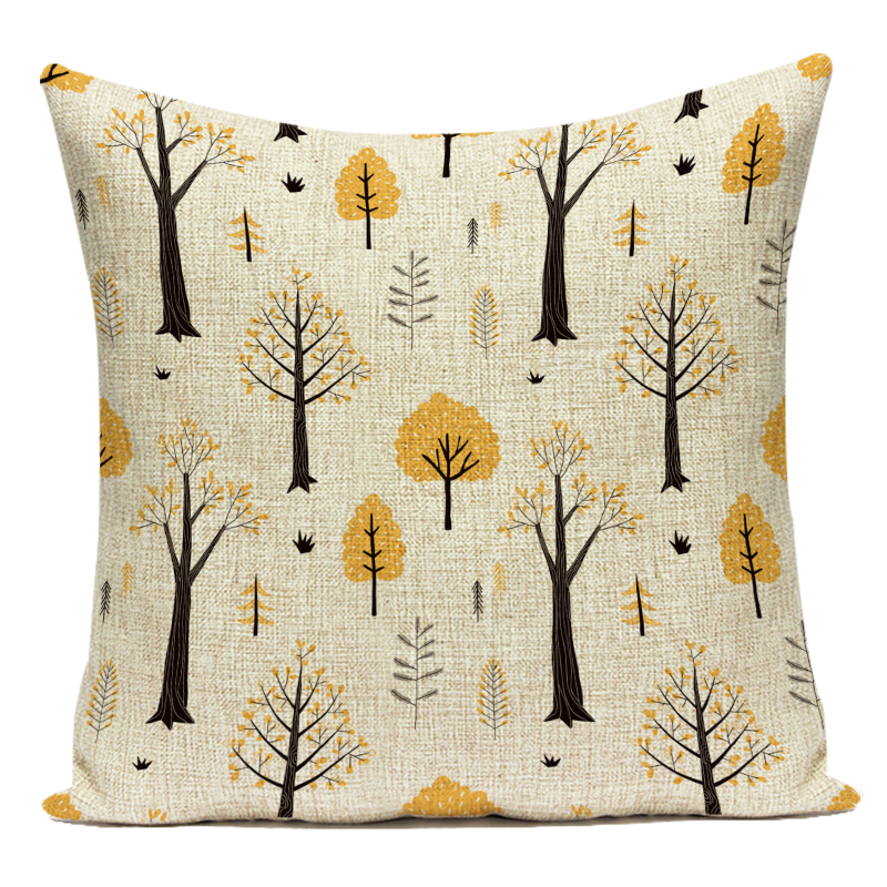Dekorativer Kissenbezug mit niedlichen Cartoon-Tieren, Blumen, Pflanzen, Polyester-Kissenbezug für Sofa, Zuhause, Wohnzimmer, Dekoration – Detail 8