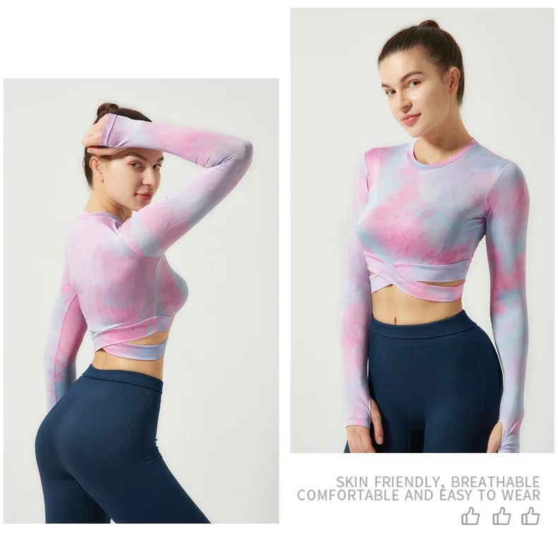 Crop Tops Sports Suits for Women Long Sleeve Yoga Shirts for Women Tracksuits Workout Shirts SportsWear Teens Tops Spring Autumn