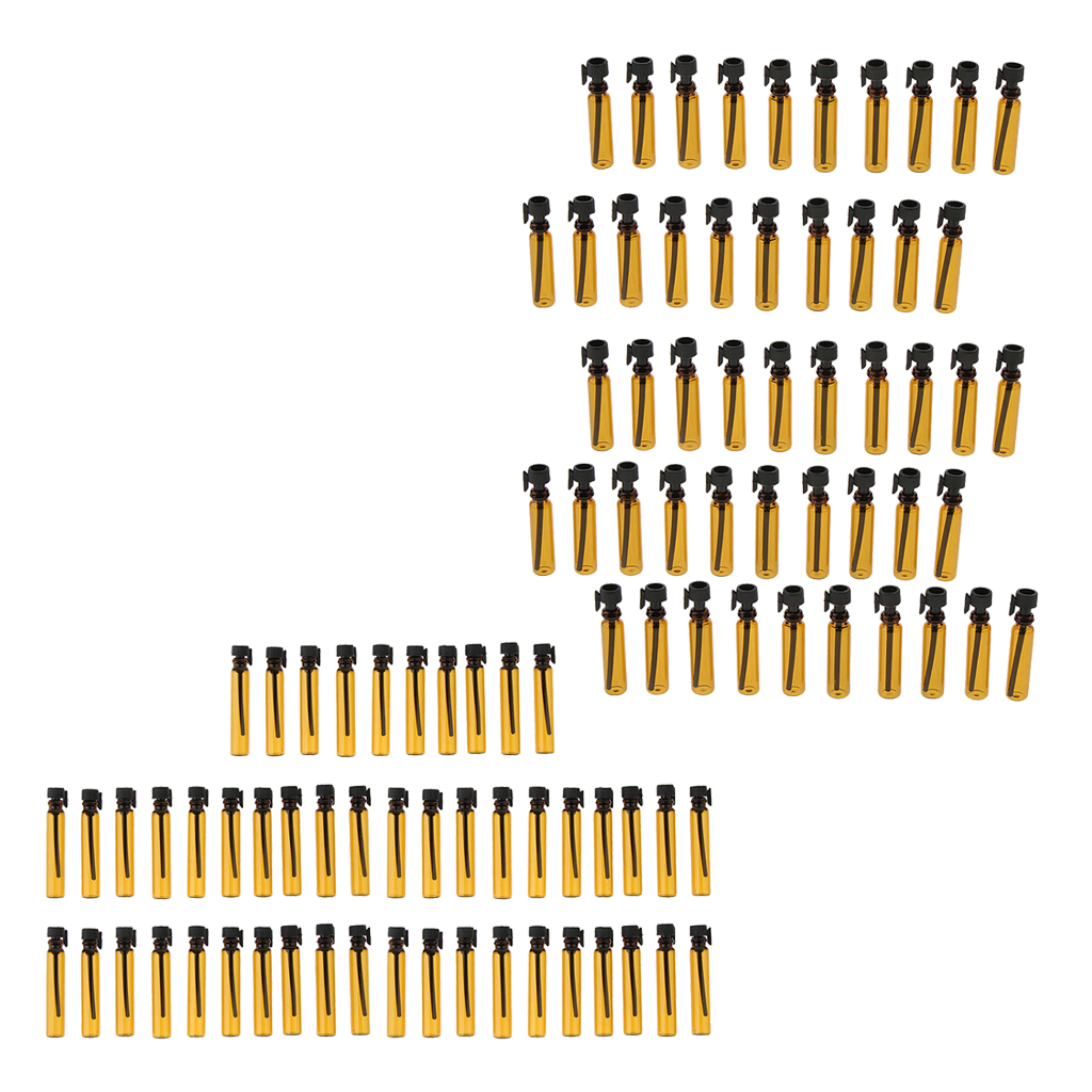 100Pcs 1/2ML Amber Empty Bottle Glass  Botlles Fragrance Vials Containers