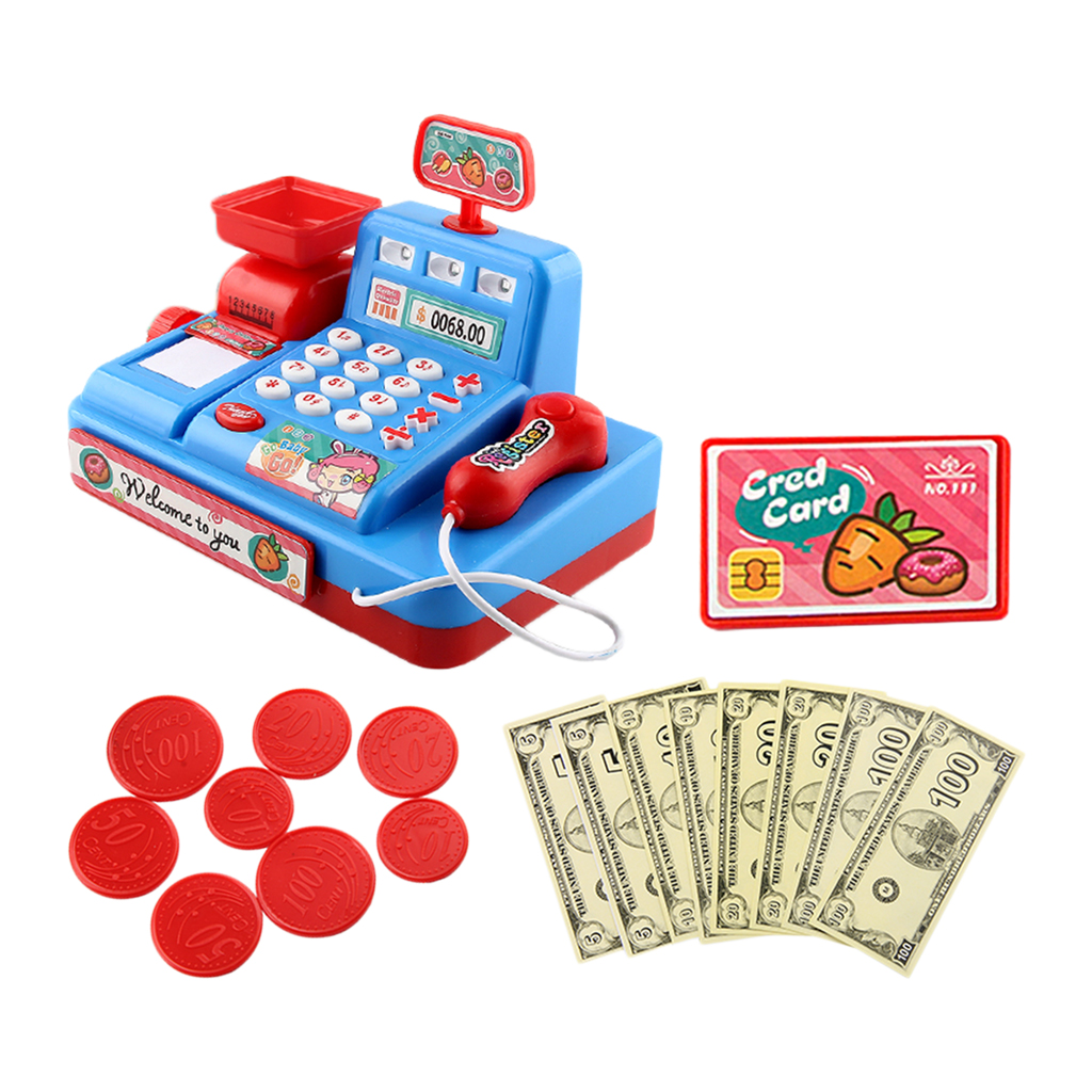 Kids Supermarket Pretend Play Set Cash Register Cashier Toys Playset