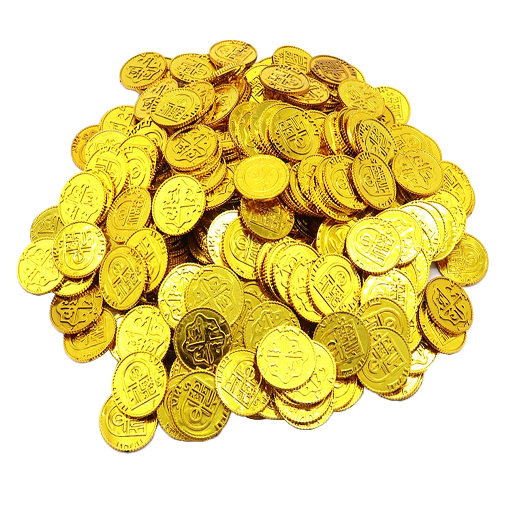 100 Pcs Kids Pirate Plastic Treasure Coins Party Loot Bag Fillers Toys