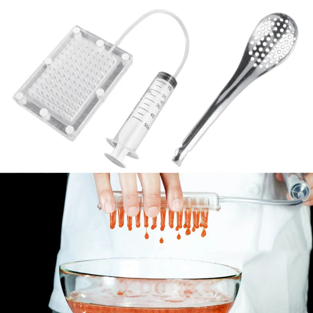 Molecular Catering Kit for Molecular Catering Caviar Maker 96-Hole Acrylic Caviar Maker Tool Kit with Syringe and Spoon 