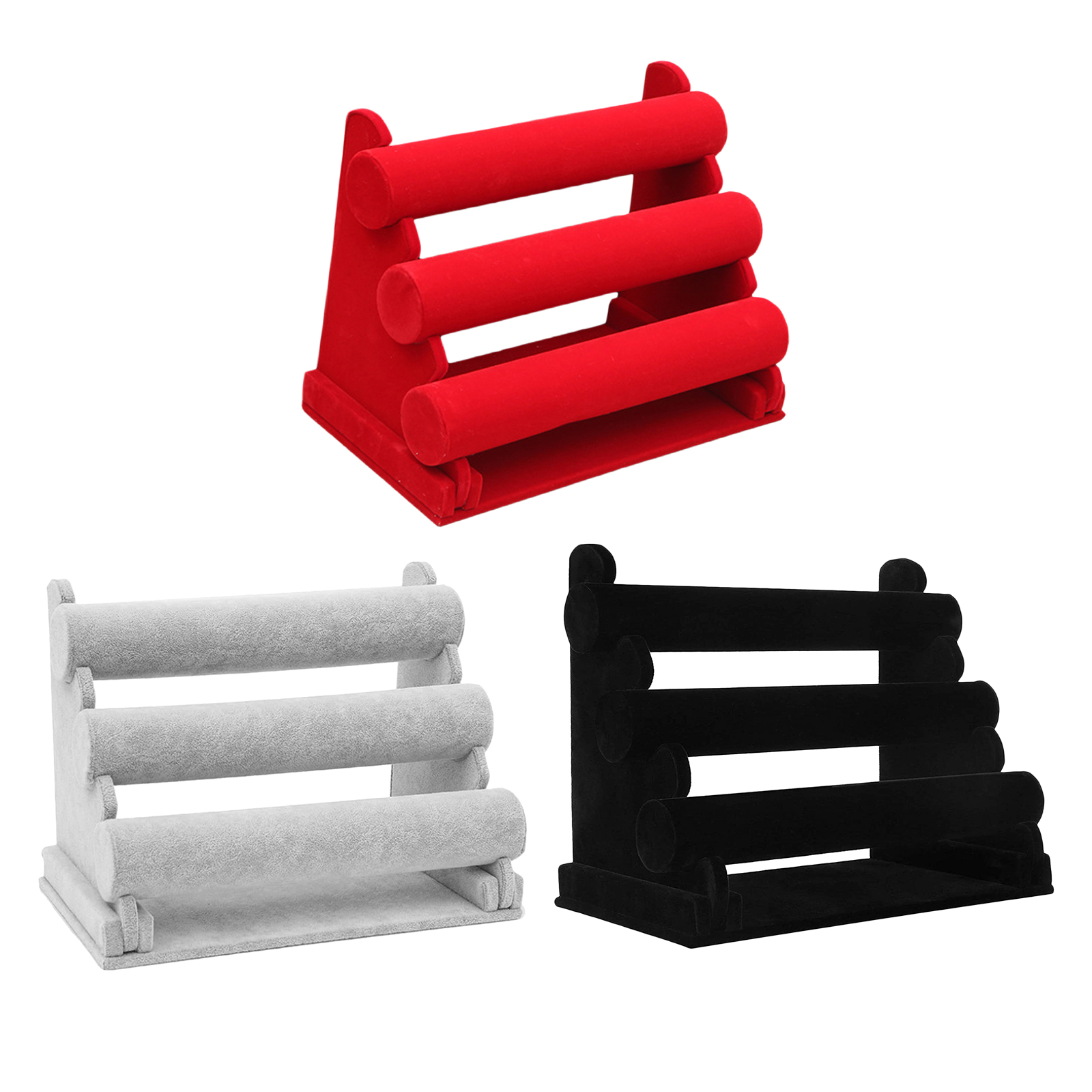 3 Tiers Bracelet Holder Velvet Jewelry Organizer Stand Display for Watch