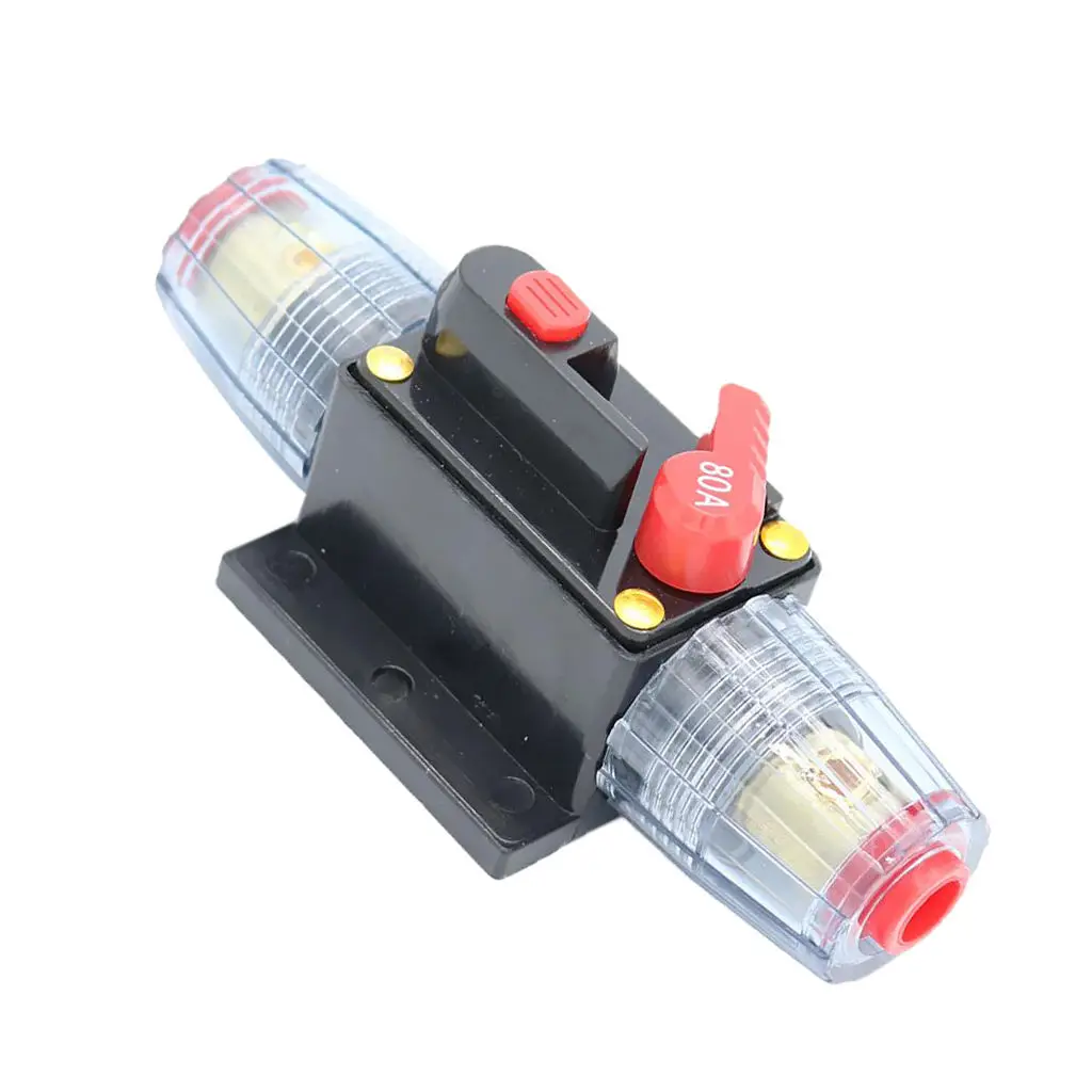 80A InLine Manual Reset Circuit Breaker Switch Car Stereo Audio Fuse 12V/24V