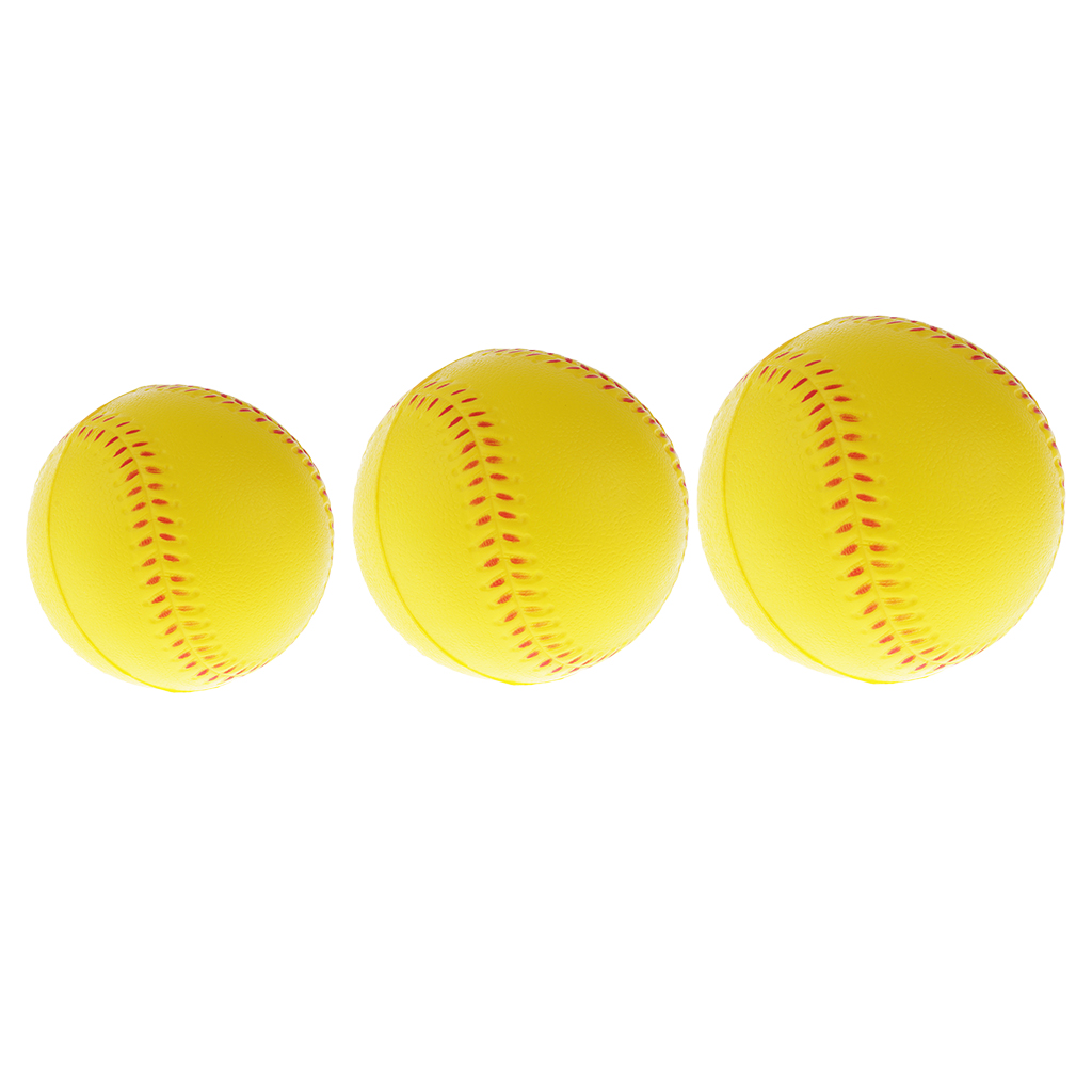 PU Foam Training Ball for Softball and Baseball Practice - Available 3 Sizes, Yellow