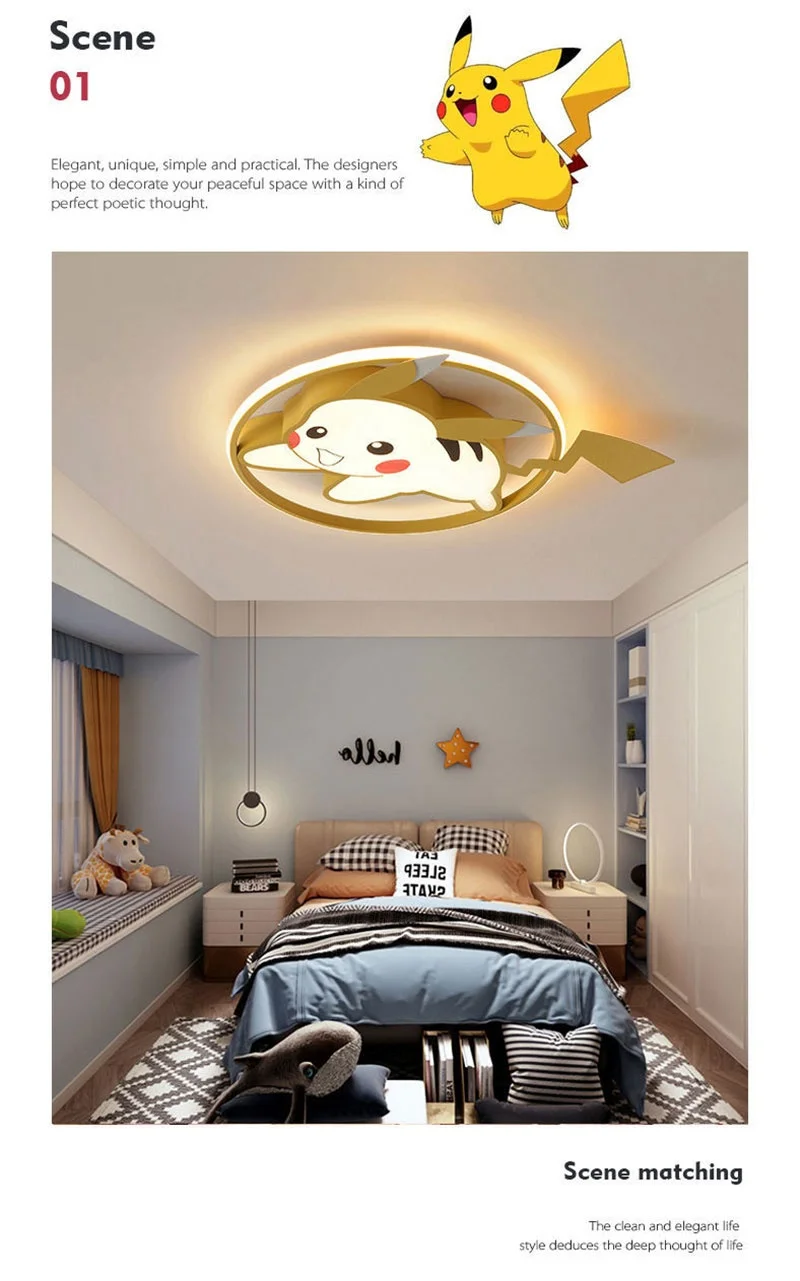 Aantrekkingskracht gelijktijdig ventilatie Homhi Kinderkamer Dimbare Smart Led Plafondlamp Pikachu Baby Decoratie  Leuke Slaapkamer Lamp Pokemon Afstandsbediening HXD 071|Plafondverlichting|  - AliExpress